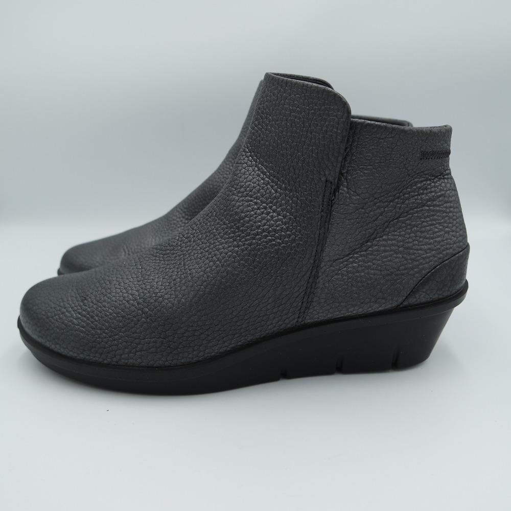 ECCO Skyler Women's Charcoal Grey Metallic Leather Wedge Ankle Boots Size 8